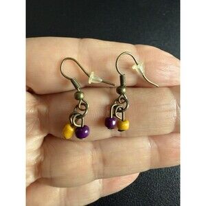 LA Lakers Minnesota Vikings LSU Small Purple Gold Dangle Earrings Pierced